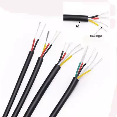 Black Wire Cable Multiple Conductor Cable UL2464 - 20AWG / 2 3 4 5 6 8 10 Core • $3.32