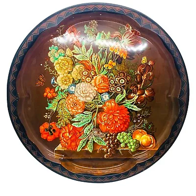 Vintage Daher Decorated Ware Tin Tray Tole Floral Fruit Cottagecore MCM • $9.99