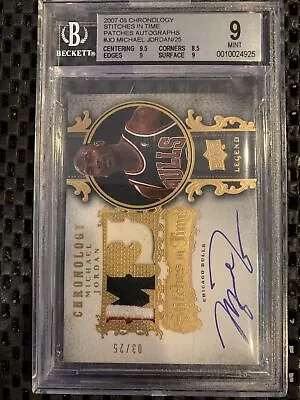 Michael Jordan 2007-08 Ud Chronology Stitches On Time Patch Auto #/25 Bgs 9/10  • $75000
