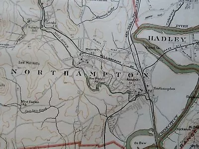 Deerfield Northampton Hampshire County Massachusetts Whately 1891 Walker Map • $60