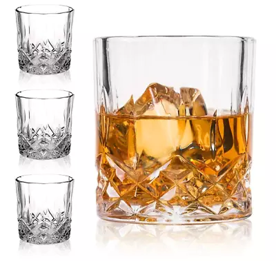 Set Of 4 Crystal Whiskey Glasses 11 Oz Old Fashioned Glasses Rocks Glasses... • $28.28