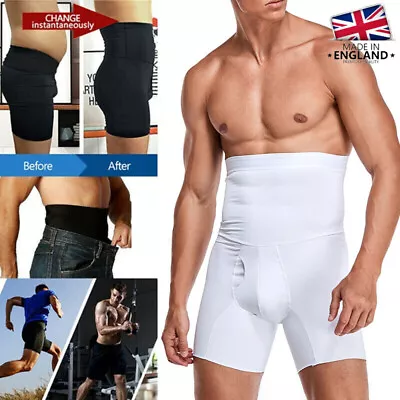 Men Compression High Waist Boxer Shorts Tummy Slim Body Shaper Girdle Underwears • £13.79