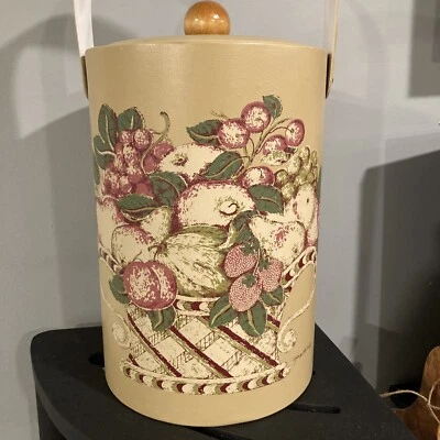 $26 • Buy Ice Bucket Georges Briard Tan Vinyl W/Floral & Fruit, Great Condition, Vintage