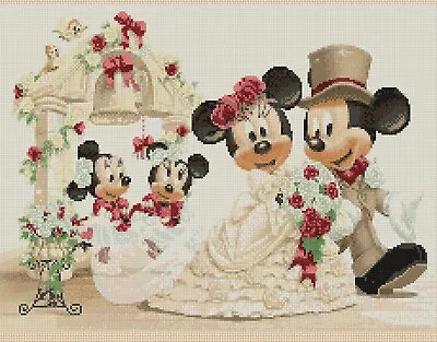 Wedding Cross Stitch Chart Mickey Mouse & Minnies Wedding No20A Flowerpower37-uk • £4.85