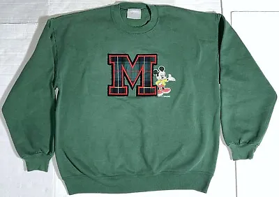 Walt Disney Velva Sheen VTG Genus Green Mickey Mouse Pullover Sweatshirt XL USA • $49.95