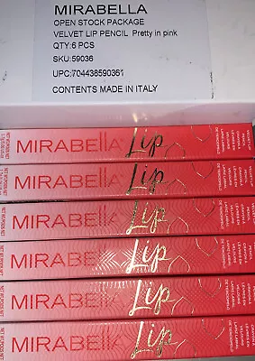 Mirabella Velvet Lip Liner Pencil Pretty In Pink (LOT OF  6) • $84.94