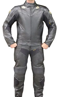 2pc Motorcycle Riding Racing Leather Track Suit With Padding New Black • $299.99