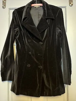 Wrapper Black Velvet Vintage Dbl Breasted Blazer Jacket • $9