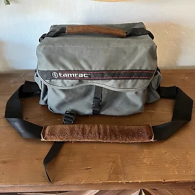 $55 • Buy Vintage Tamrac Gray Canvas Camera Bag Leather Handle Shoulder Strap 606 USA MADE