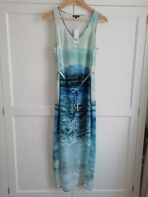 £27 • Buy Warehouse BNWT Blue Ombre Graphic High-low Summer Dress Size 10