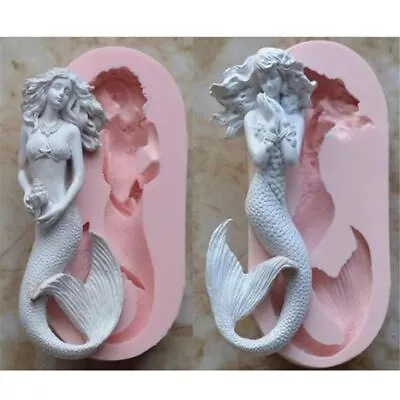 1pc Mermaid Silicone Mold Fondant Chocolate Resin Cake Candle Mould Decorations • $30.38