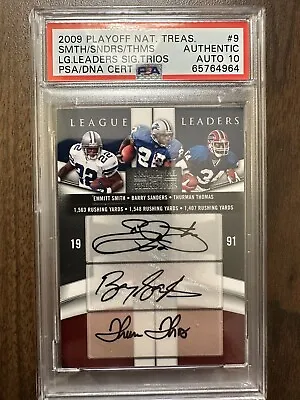 2009 National Treasures Auto Emmitt Smith Barry Sanders Thurman Thomas PSA 10 • $999.95