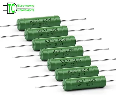 10W Resistors RX21 5% J 0.05 Ohm To 15K Ohm Wire Wound Pack Of 2 Power Resistors • £5.09