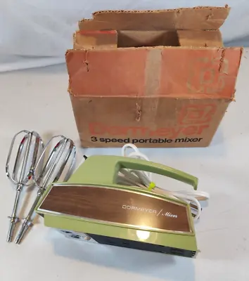 Vintage Dormeyer Hand Mixer Model HM7 Works Good-See Video-Avocado Green-W/Box • $38.75