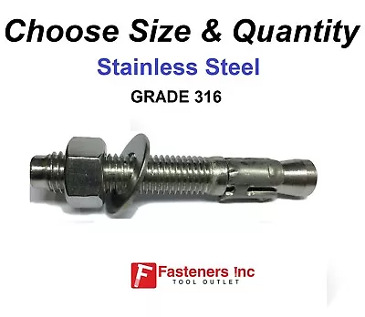 $63.59 • Buy Concrete Wedge Anchor Stainless Steel Grade 316 (Choose Size & Quantity)