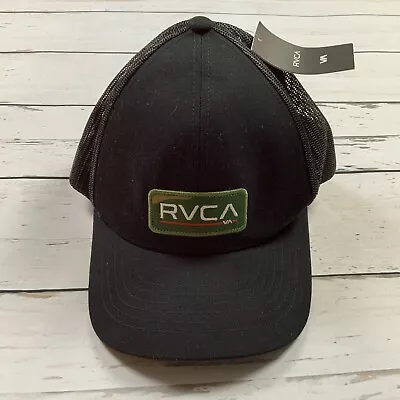 RVCA Hat Mens Black Snapback Trucker Embroidered Patch Logo Adjustable Mesh • $11.24