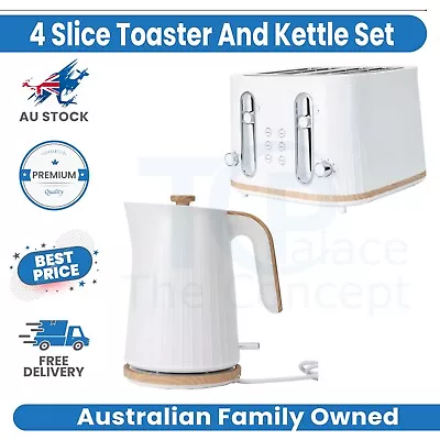 4 Slice Toaster And Kettle Cordless Stainless Steel Electric Kitchen • $55.80