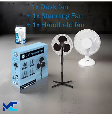 Desk Fan Oscillating Speed 12  Inch Cooling Table Electric Portable • £19.99