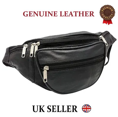 £5.95 • Buy Genuine Real Leather Bum Bag Money Waist Belt Fanny Pack Holiday Festival Wallet