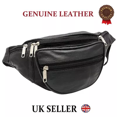 Genuine Real Leather Bum Bag Money Waist Belt Fanny Pack Holiday Festival Wallet • £5.95