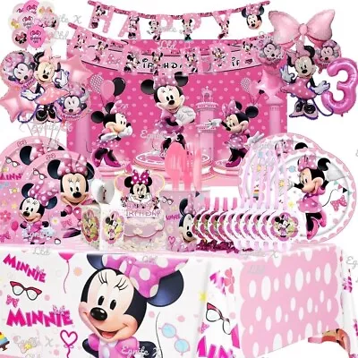 Minnie Mouse Birthday Decorations Tableware Set Party Supplies Children Balloons • £5.49