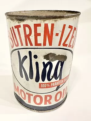 Vintage Butrenized Motor Oil Kling Quart Oil Can • $49.99