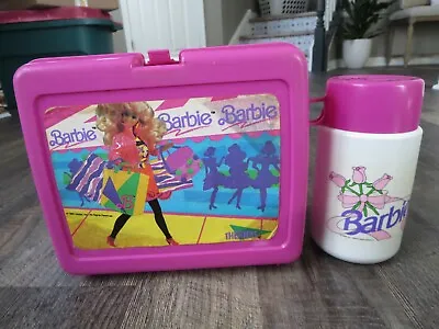 Vintage Barbie 1990 Fashion Beach Plastic Lunchbox + Thermos • $16.99