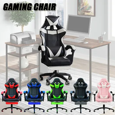 $119 • Buy Extra Wide Deluxe Gaming Chair Office Computer Racing Pu Leather