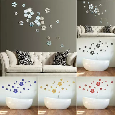 3D DIY Mirror Acrylic Flower Petal Shape Wall Stickers Mural Decal Home Decor • £5.99