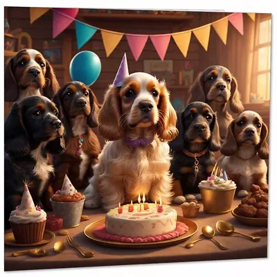 Cocker Spaniel Birthday Card - Cute Dog Cocker Spaniel Card 145mm X 145mm • £2.99