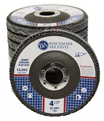 10 Pack 4.5” X 7/8  Jumbo 80 Grit Zirconia Flap Disc Grinding Wheels T29 • $23.99