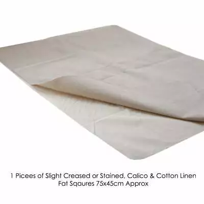 Calico & Cotton Linen 100% Natural Fabric Off Cut Fat Squares 75x45cm Appox • £0.99