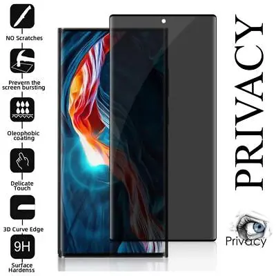 For Samsung S24 Ultra S23 Plus S22 Privacy Tempered Glass Screen Protector Film • £6.69