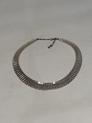 Vintage Silver Plated Egyptian Revival Collar Necklace • £18