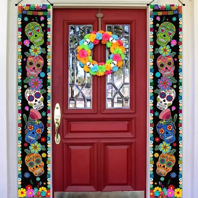 Dia De Los Muertos Porch Banner Sugar Skull Day Of The Dead Party Outdoor Indoor • $13.03