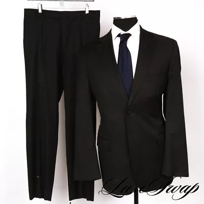 MODERN ESSENTIAL Hugo Boss Solid Charcoal Grey 2B 2V FF Business Suit 42 R NR • $12.50