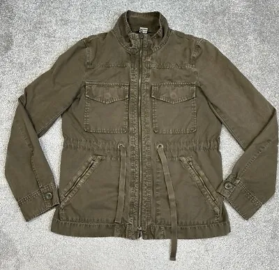 J Crew Jacket Womens Small Green Brown Utility Field Coat Cotton • $17.50