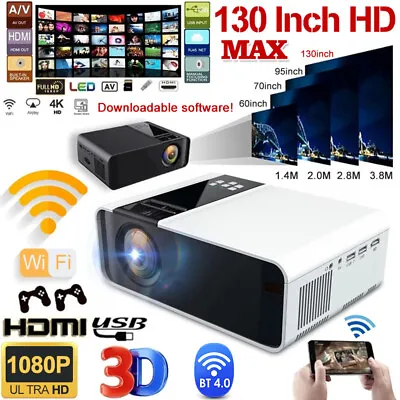 Mini Native 1080P Bluetooth Projector Android Phone WiFi Video Movie Projector • $176.87