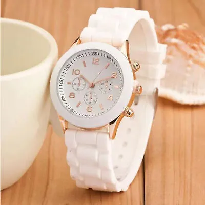 Fashion Women Watches White Silicone Jelly Quartz Watch Ladies Dress Wrist Watch • $13.10