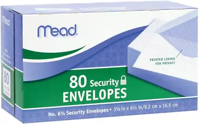 Mead #6-3/4 Envelopes Security Printed Lining For Privacy Gummed Closure 3-5 • $8.97