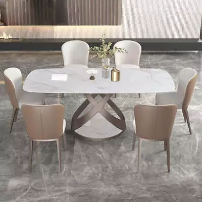 Italian Style Rectangular Marble Top Dining Table Set • $2800