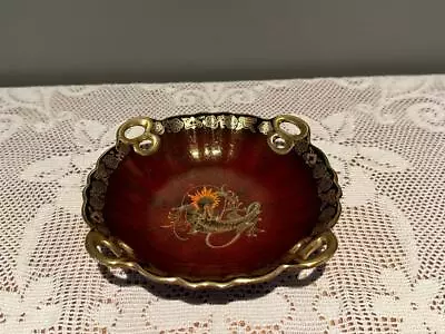 Vintage Crown Devon Trinket / Bonbon Bowl - Dragon - Red - Heavily Gilt - Vgc • $34