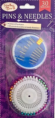New Pins And Needles Set 70 Pieces Assorted Sewing Box Coloured Head Pins • £4.98