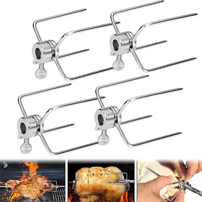 4 Prongs Stainless Steel Outdoor Barbecue Rotisserie Meat Forks BBQ Tool NEW • $11.99