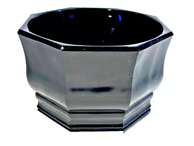 VTG Black Amethyst Purple Glass Octagon Paneled Bowl Dish Planter Art Deco Style • $19.95