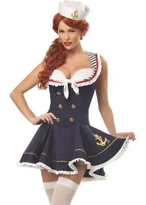 Sexy Ladies Sassy Sailor Girl Costume Naval Fancy Dress Womens Outfit • £21.99