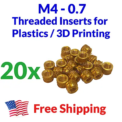 M4 4mm M4-0.7 Brass Threaded Heat Set Inserts For 3D Printing Bolts Screws Metal • $9.79