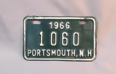 Vintage 1966 Bicycle License Plate Portsmouth New Hampshire No. 1060 • $30