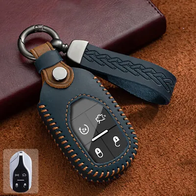 Leather Remote Key Case Fob Shell For Maserati Quattroporte Ghibli Levante Blue • $38.60