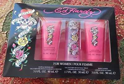 ED HARDY LOVE KILLS SLOWLY Gift Set 50ml Perfume Body Lotion Bath Gel • $59.99